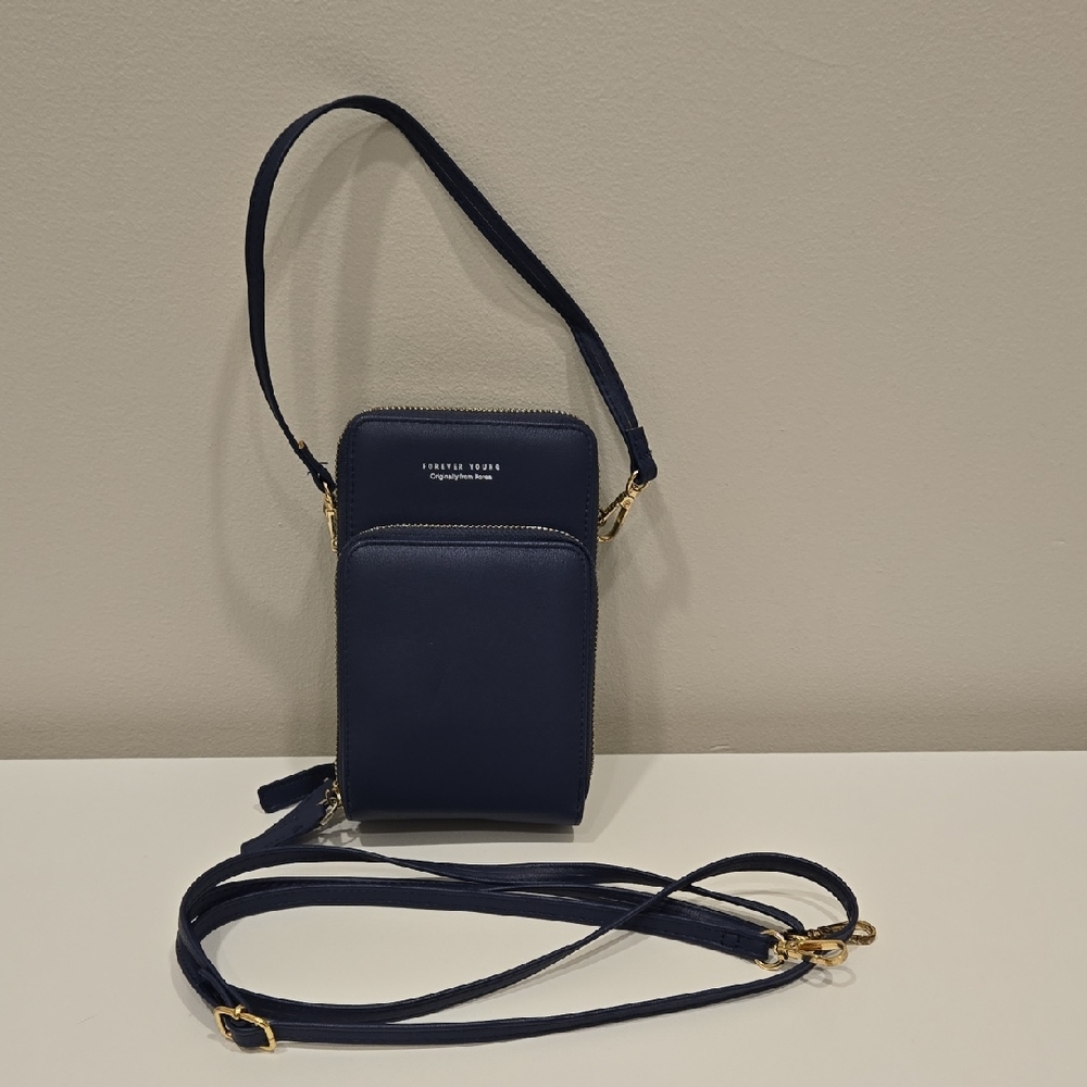 Navy Crossbody Bag with Gold Accents - Picture 3 of 12